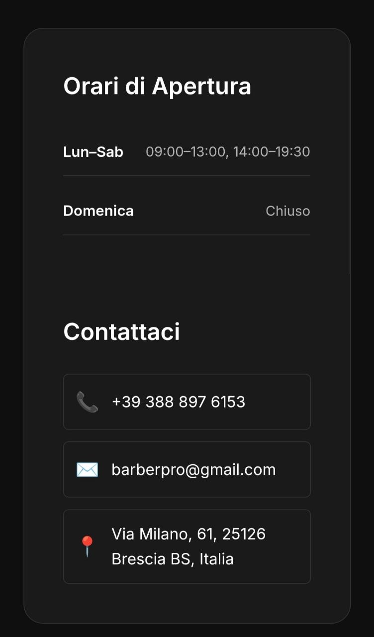 Barber Pro 1 hours and contact